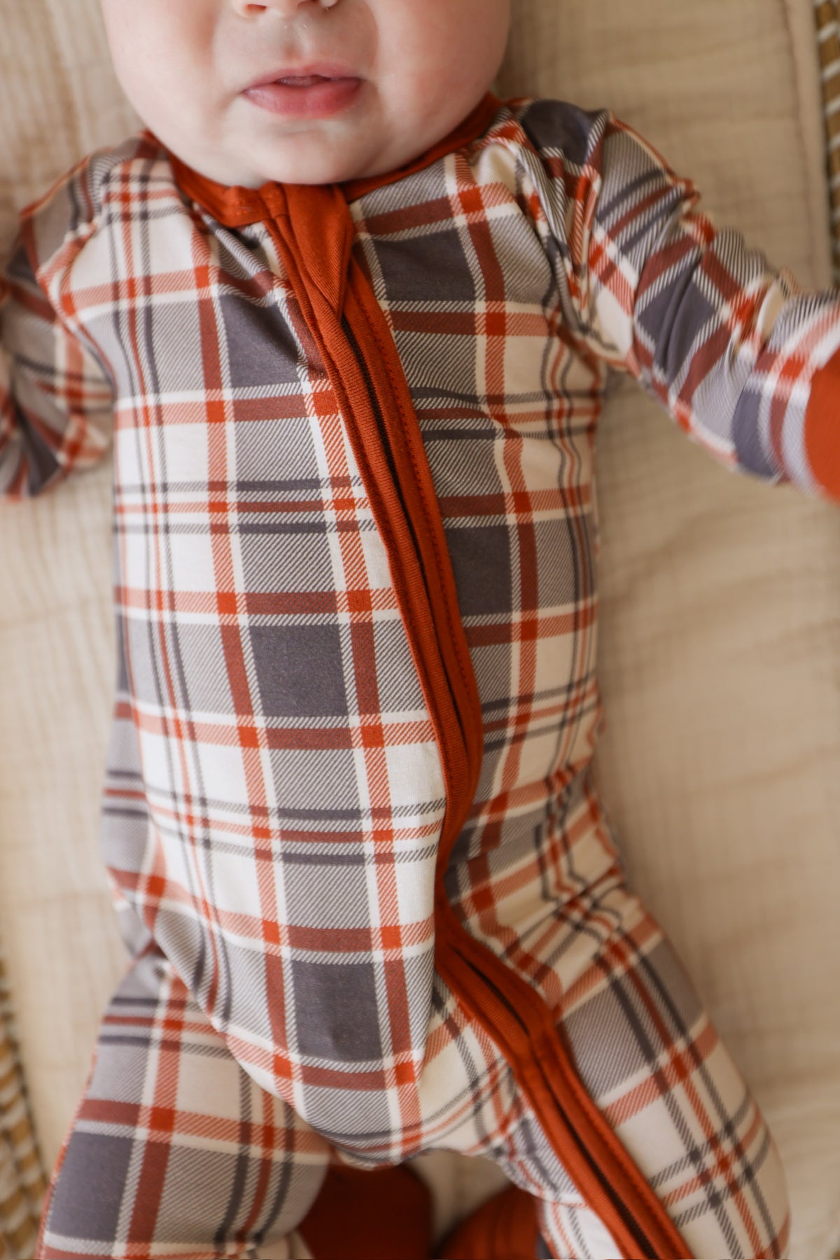AUTUMN PLAID • baby bamboo zipper pajama (one-piece)