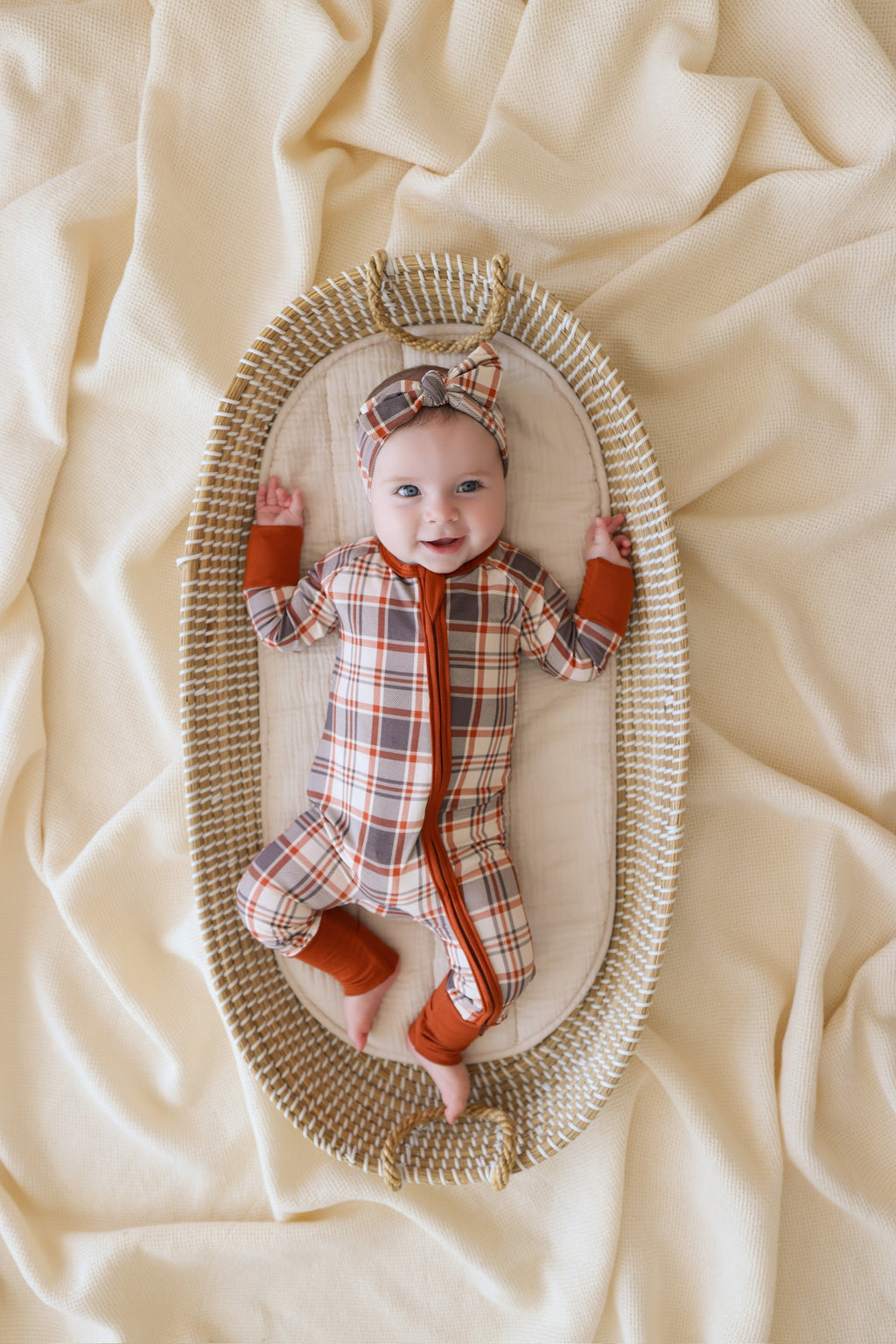AUTUMN PLAID • baby bamboo zipper pajama (one-piece)