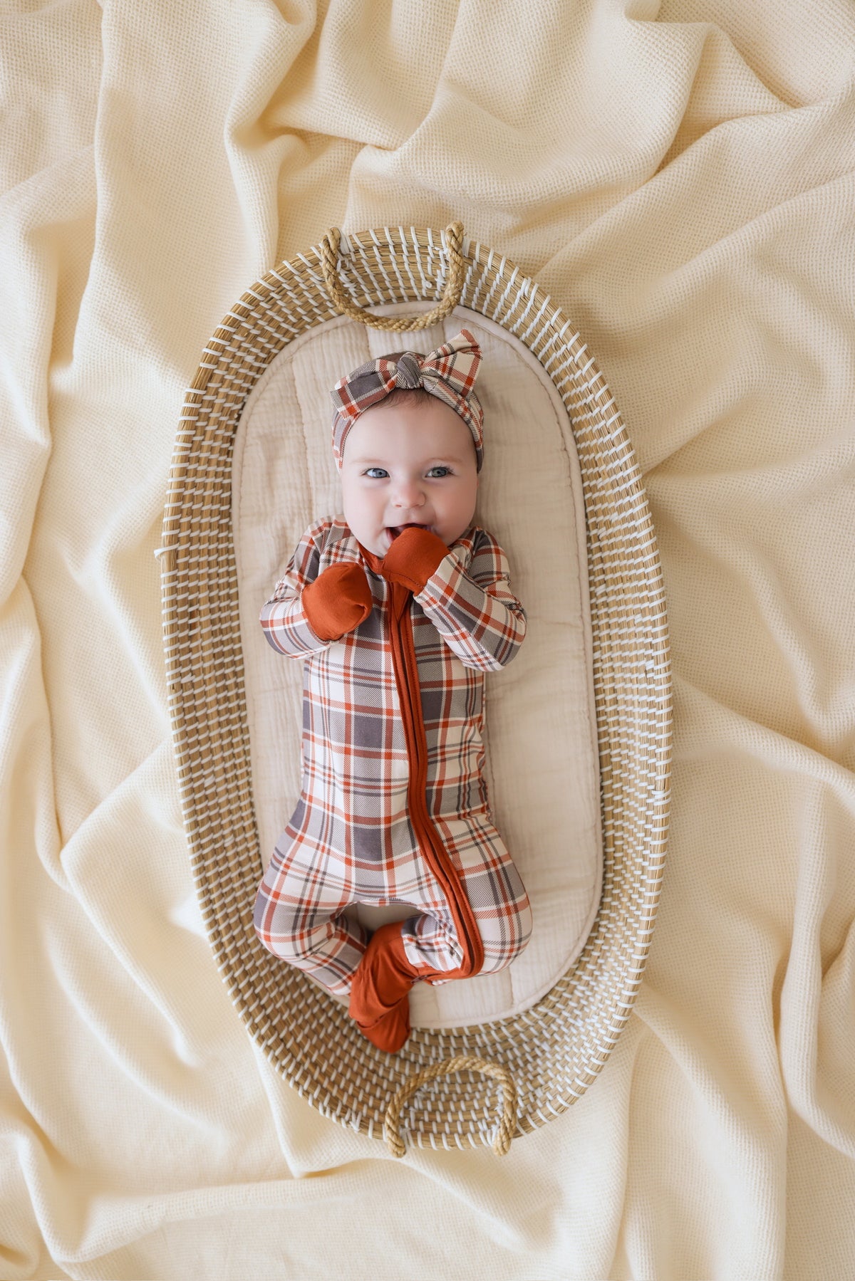 AUTUMN PLAID • baby bamboo zipper pajama (one-piece)