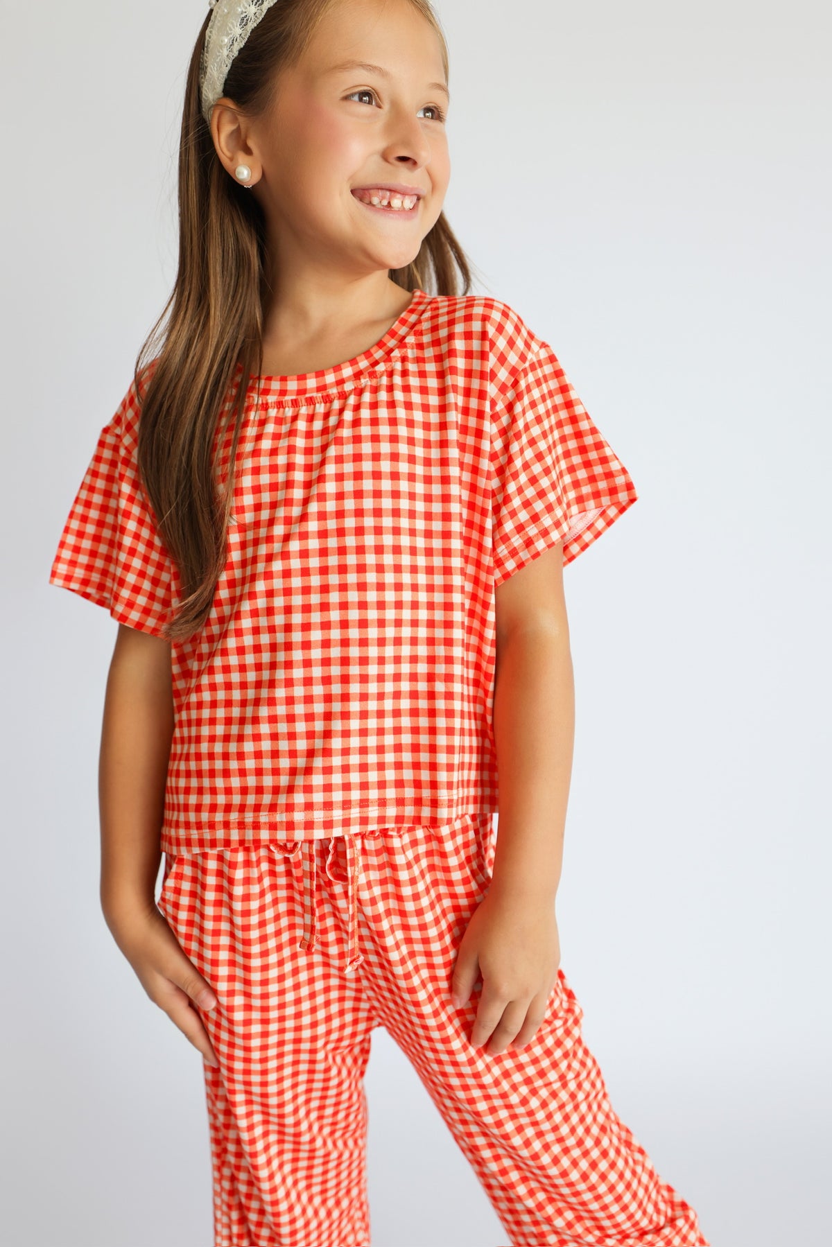 FALL GINGHAM • bamboo boxy pajama set (kids + youth)