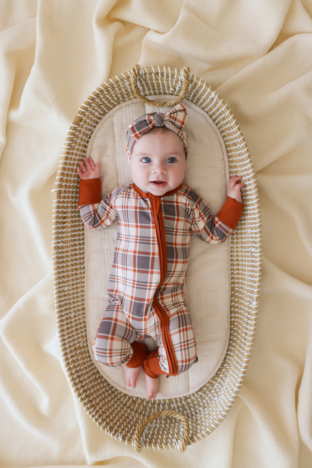 AUTUMN PLAID • baby bamboo zipper pajama (one-piece)