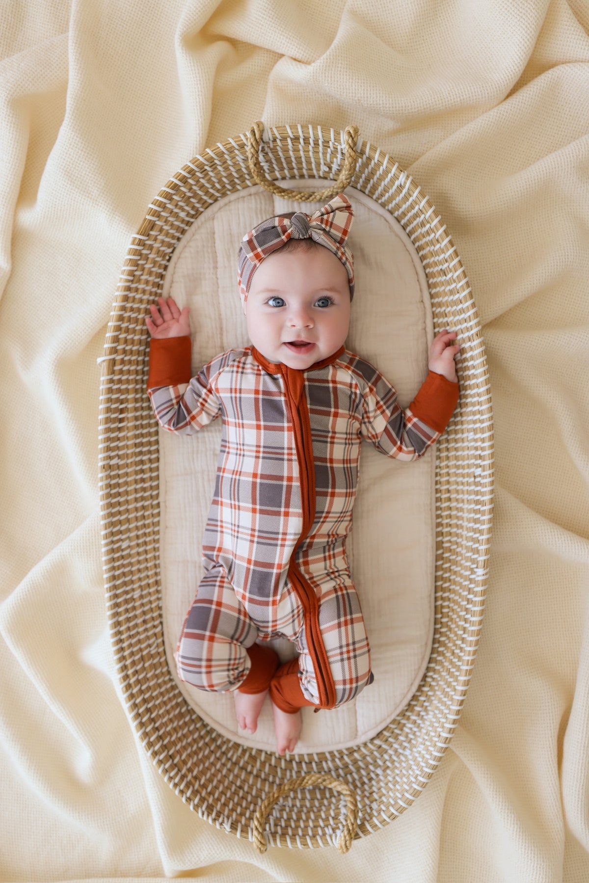 AUTUMN PLAID • baby bamboo zipper pajama (one-piece)