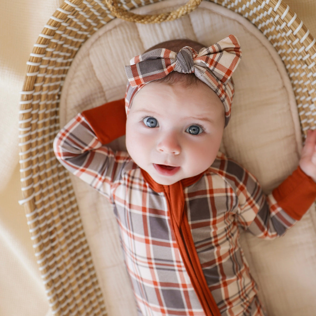 AUTUMN PLAID • baby bamboo zipper pajama (one-piece)