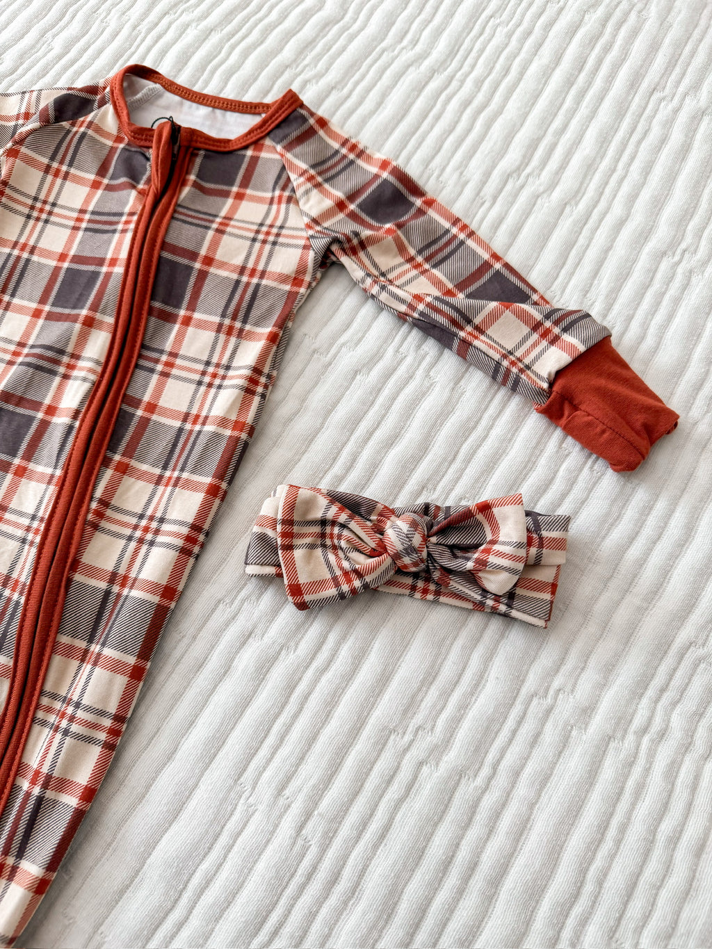 AUTUMN PLAID • baby bamboo zipper pajama (one-piece)