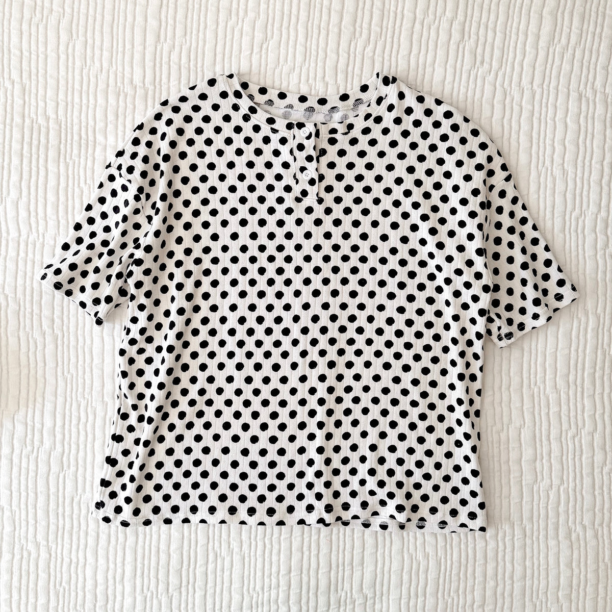 POLKA DOTS • baby pointelle zipper pajama (one-piece)