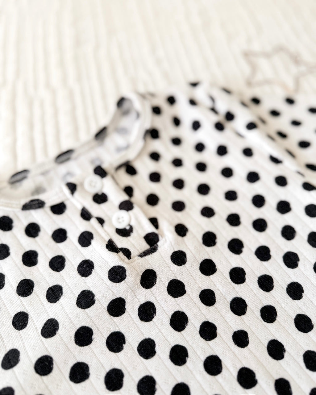 POLKA DOTS • baby pointelle zipper pajama (one-piece)