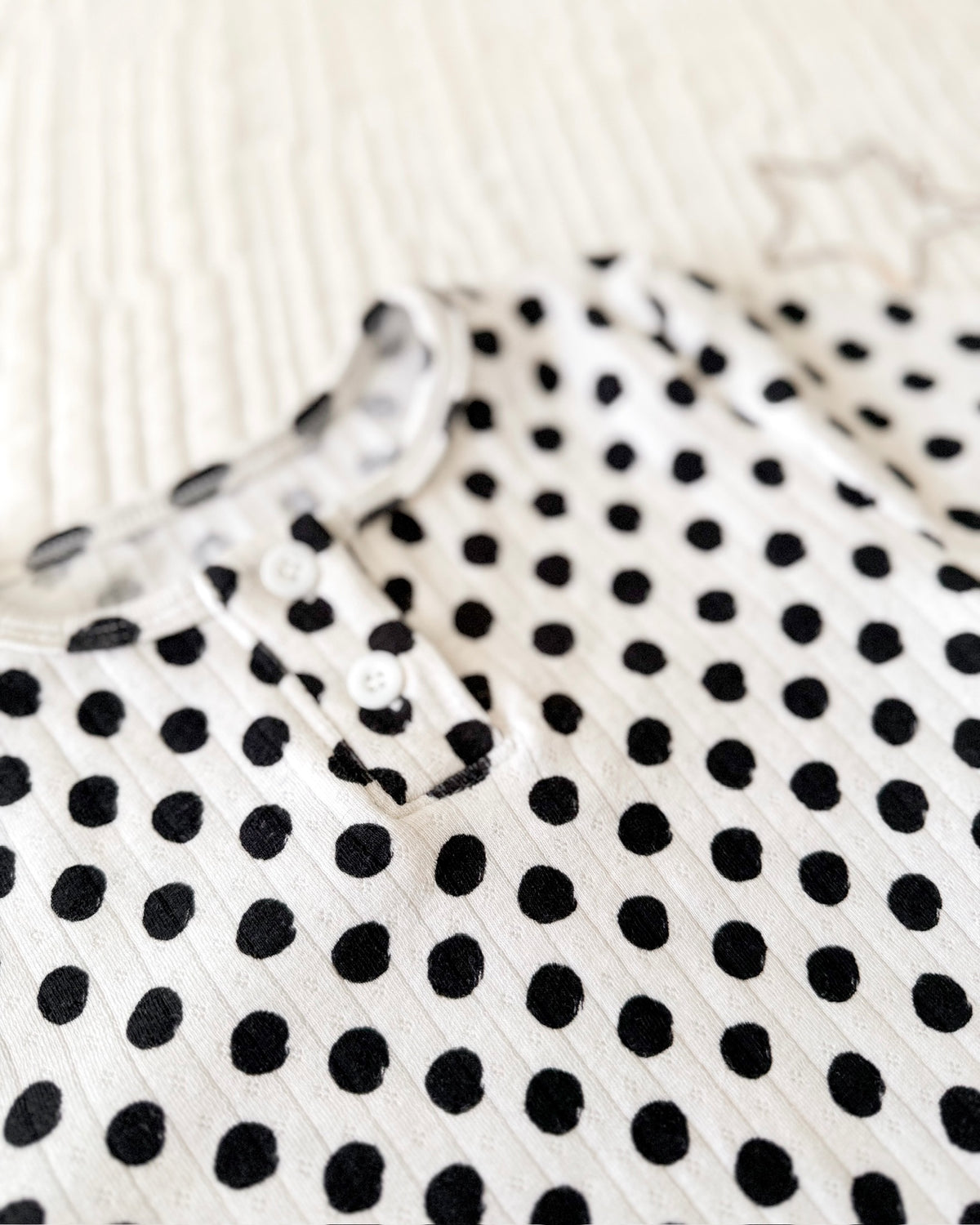POLKA DOTS • baby pointelle zipper pajama (one-piece)