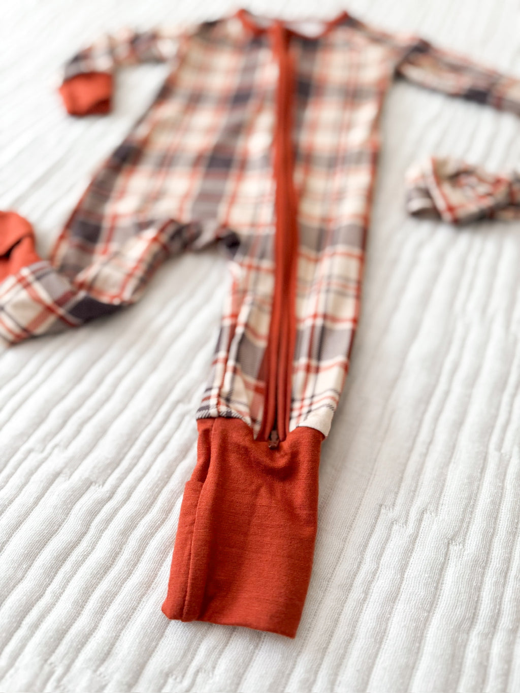 AUTUMN PLAID • baby bamboo zipper pajama (one-piece)