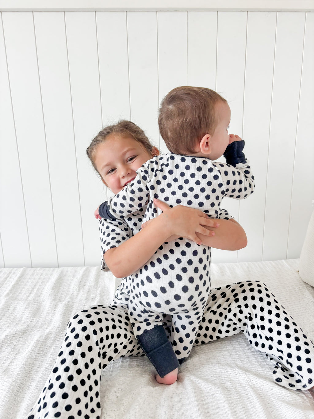 POLKA DOTS • baby pointelle zipper pajama (one-piece)