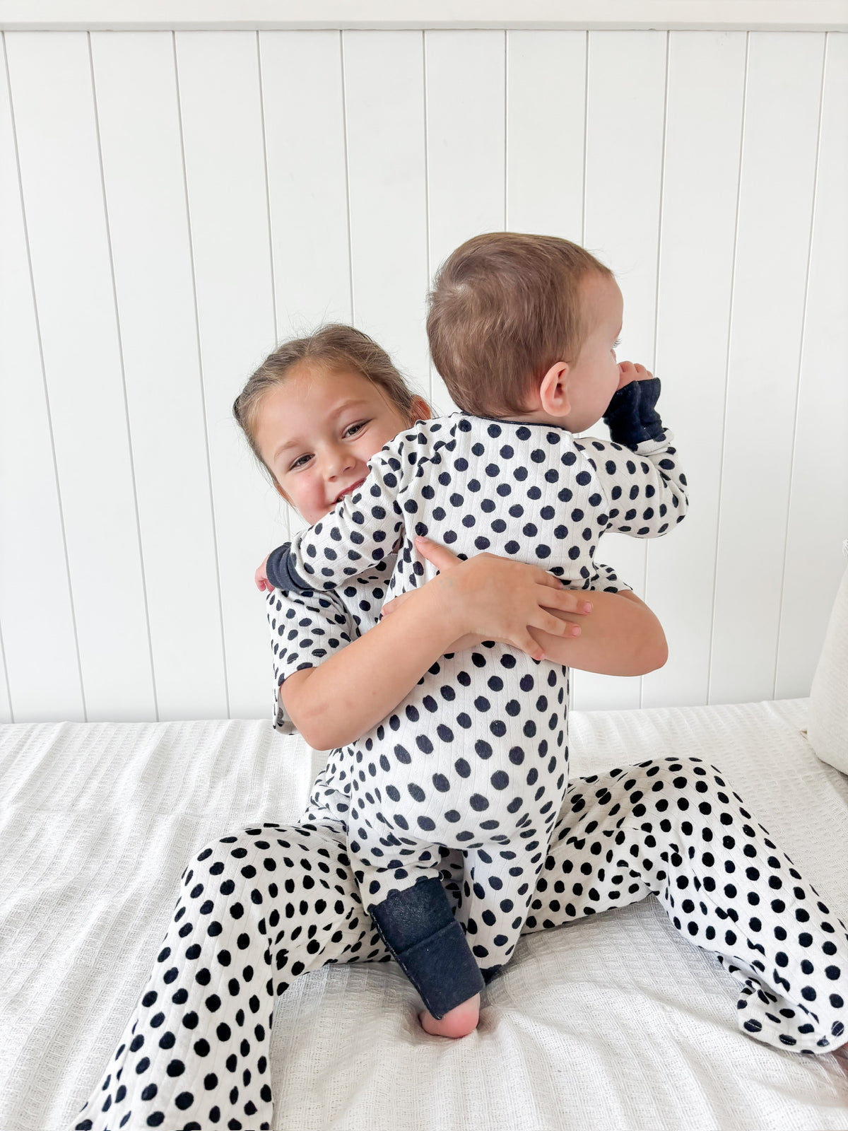 POLKA DOTS • baby pointelle zipper pajama (one-piece)