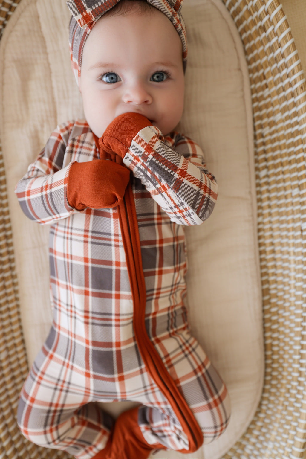 AUTUMN PLAID • baby bamboo zipper pajama (one-piece)