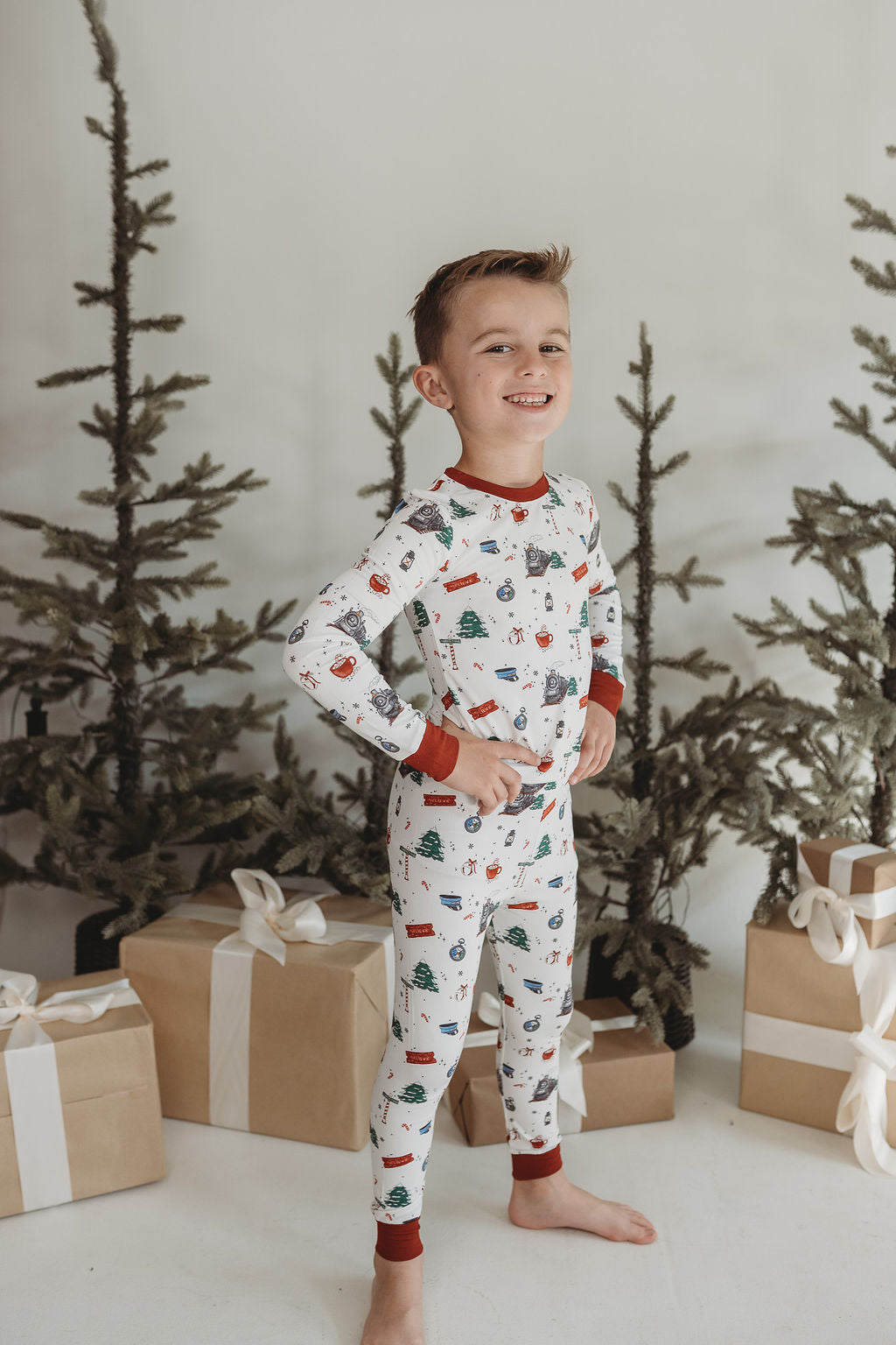 CHRISTMAS TRAIN • kids bamboo pajama set