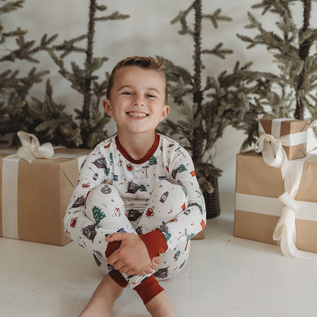 CHRISTMAS TRAIN • kids bamboo pajama set