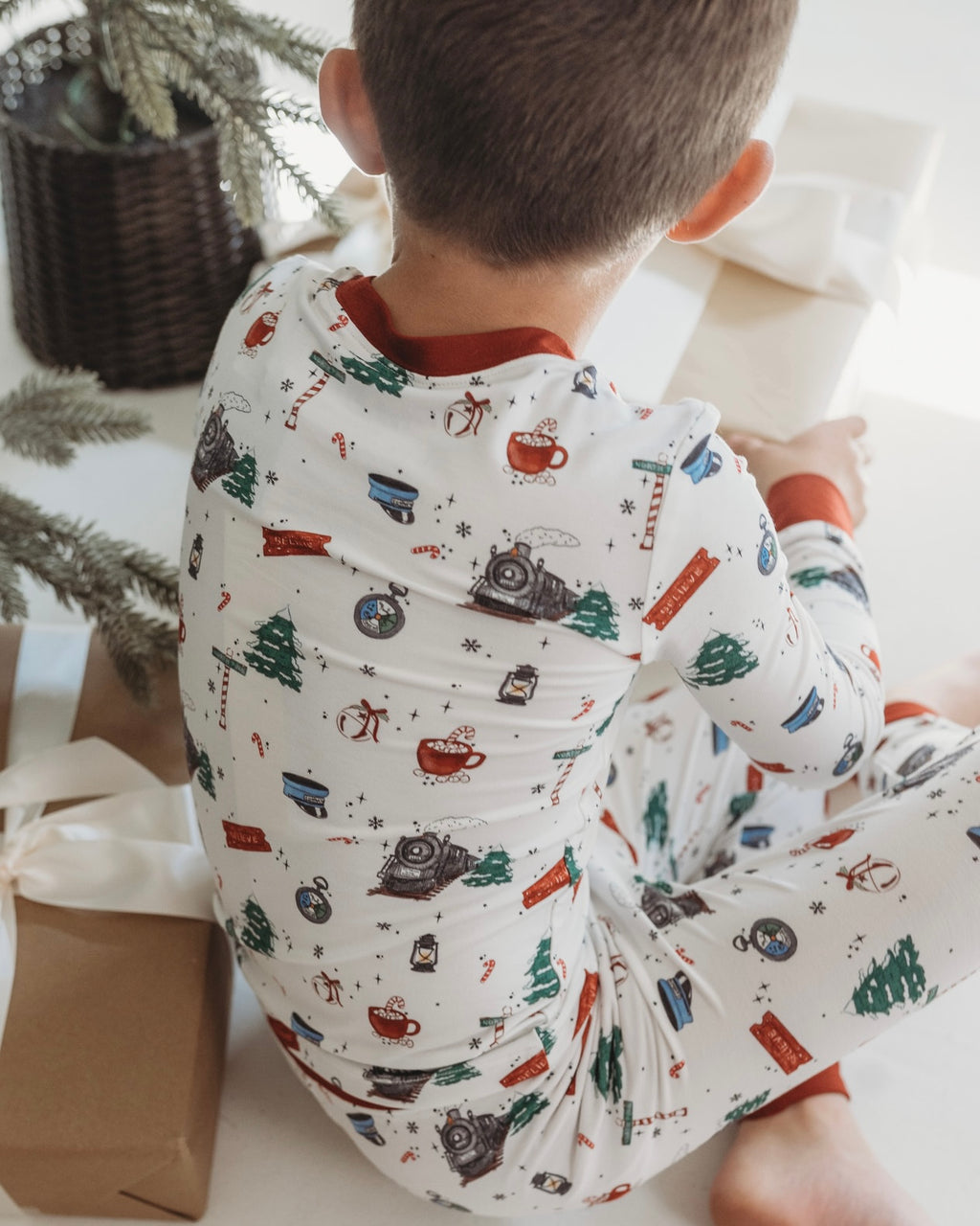 CHRISTMAS TRAIN • women's bamboo boxy pajama set