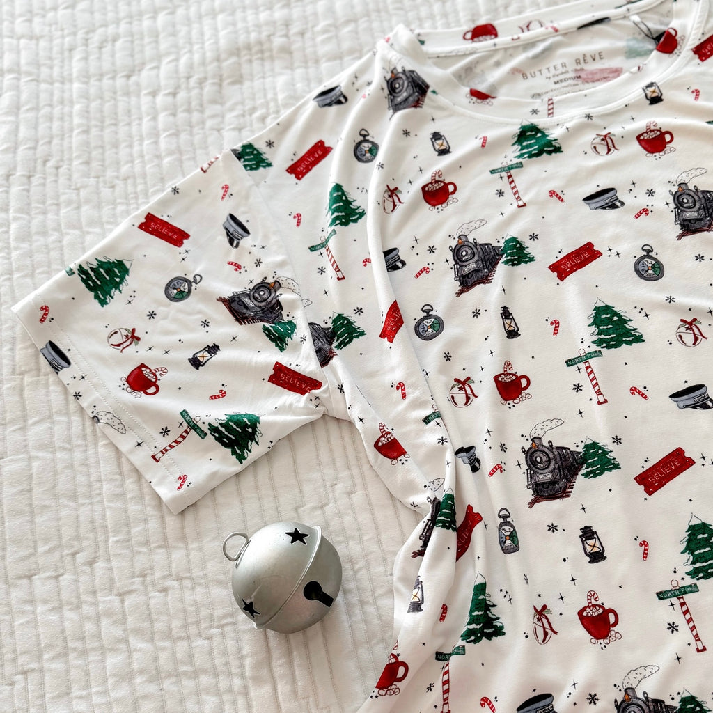 CHRISTMAS TRAIN • women's bamboo boxy pajama set
