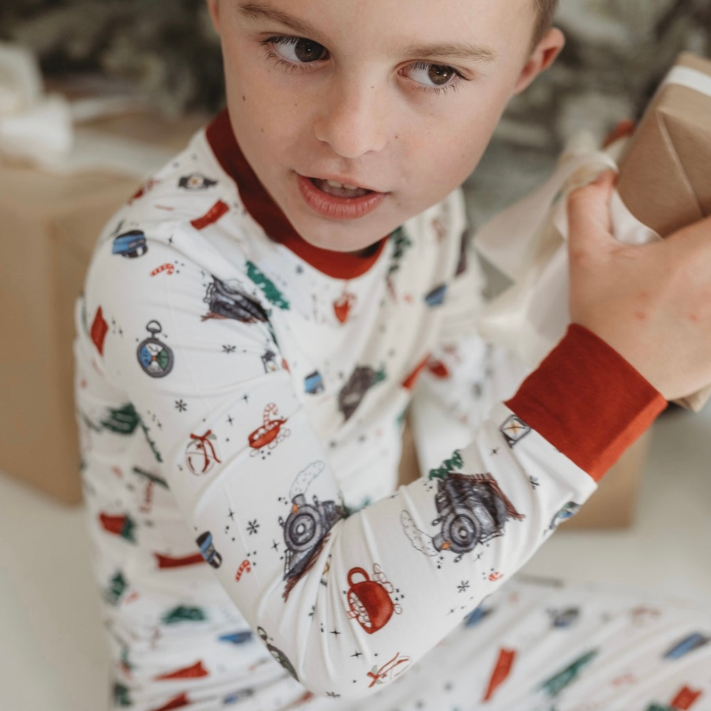 CHRISTMAS TRAIN • kids bamboo pajama set