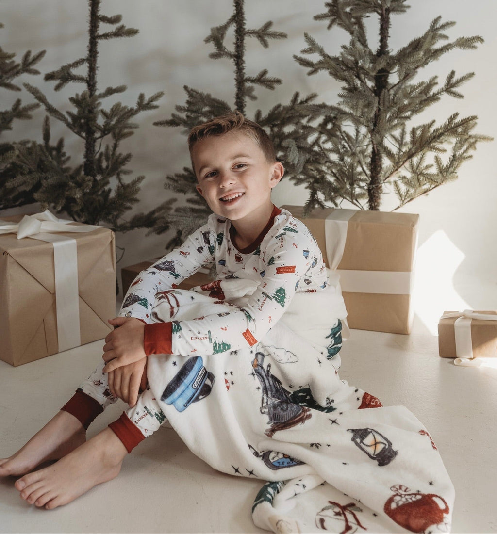 CHRISTMAS TRAIN • women's bamboo boxy pajama set