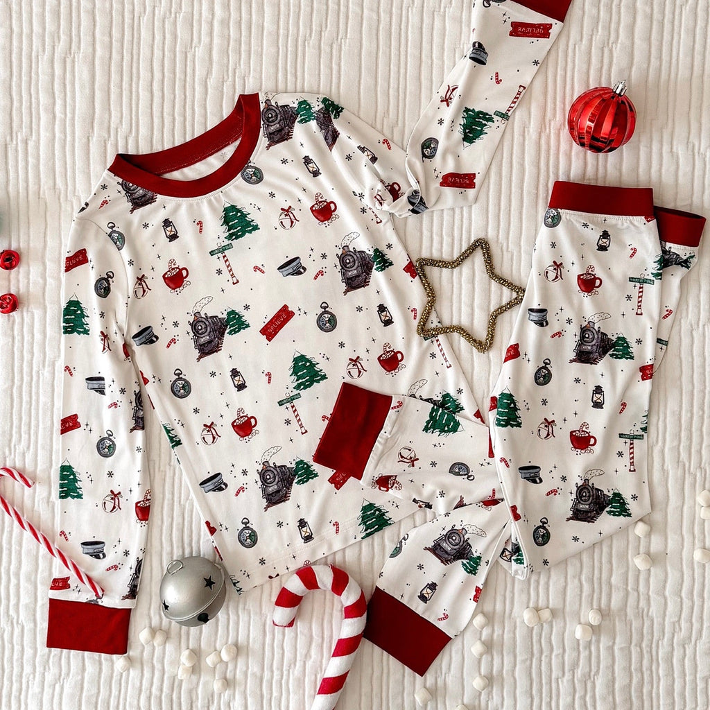 CHRISTMAS TRAIN • kids bamboo pajama set